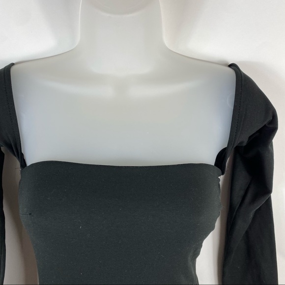 blanc Square Neck Long Sleeve Thong Bodysuit - Picture 2 of 7